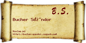 Bucher Sándor névjegykártya